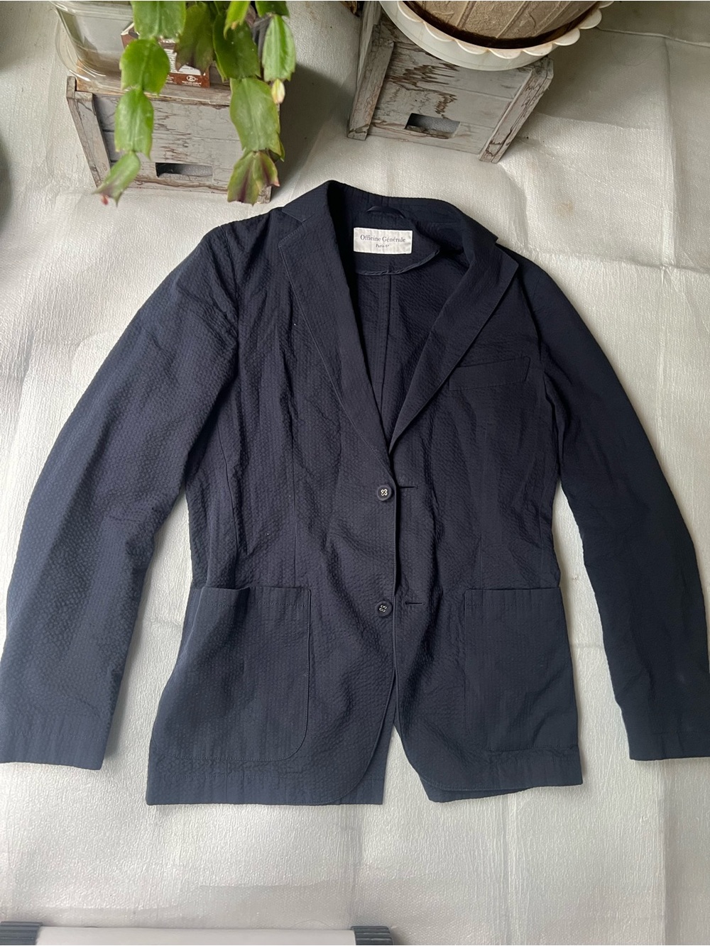 Officine Generale Navy Seersucker Suit